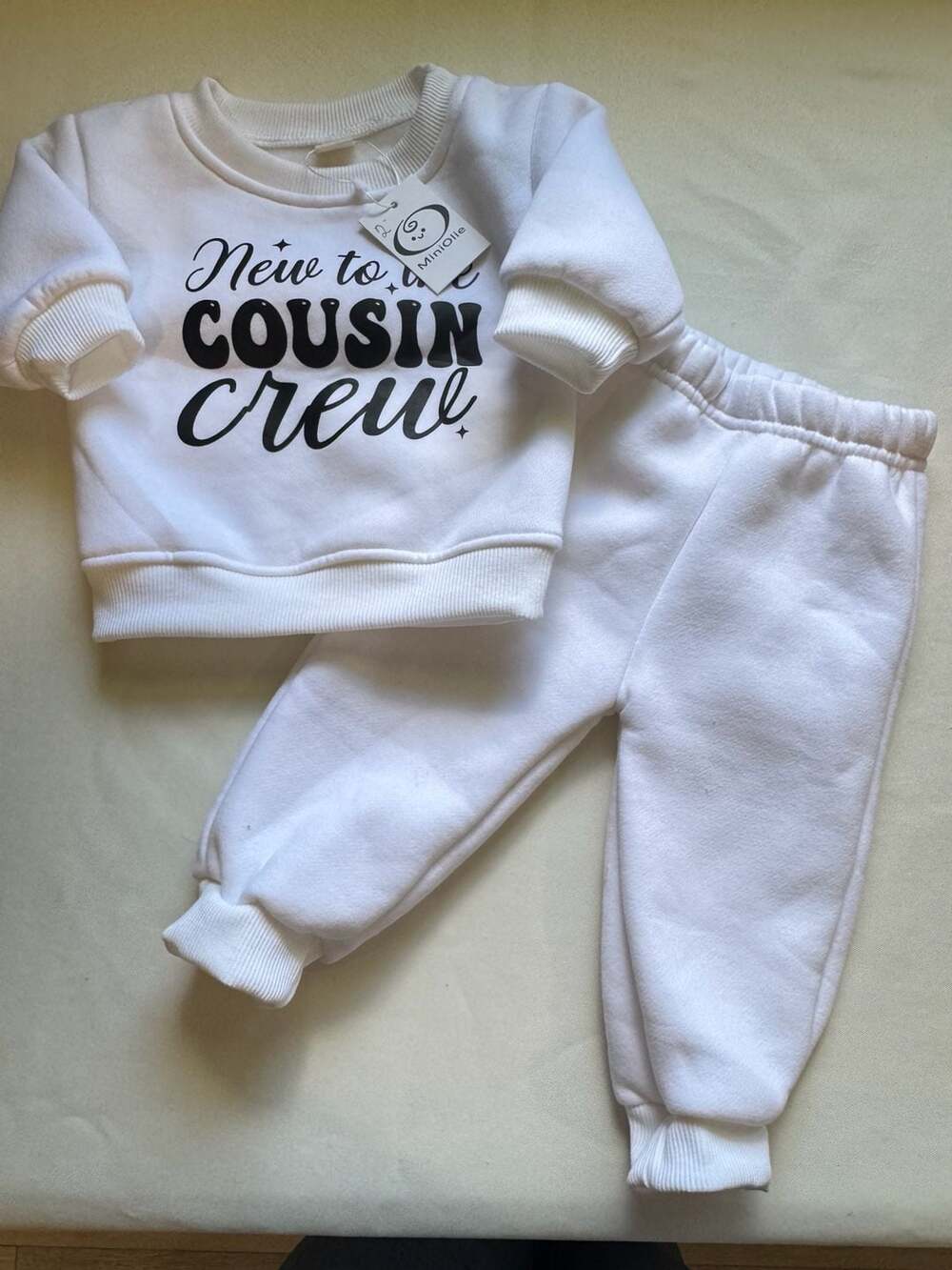 Cousin Crew Baby Outfit Set Sweatshirt Jogger Pants Neutral New 3-6M